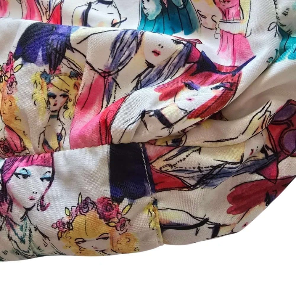 Harajuku Lovers Colorful Graphic Tote with Pink Handles
